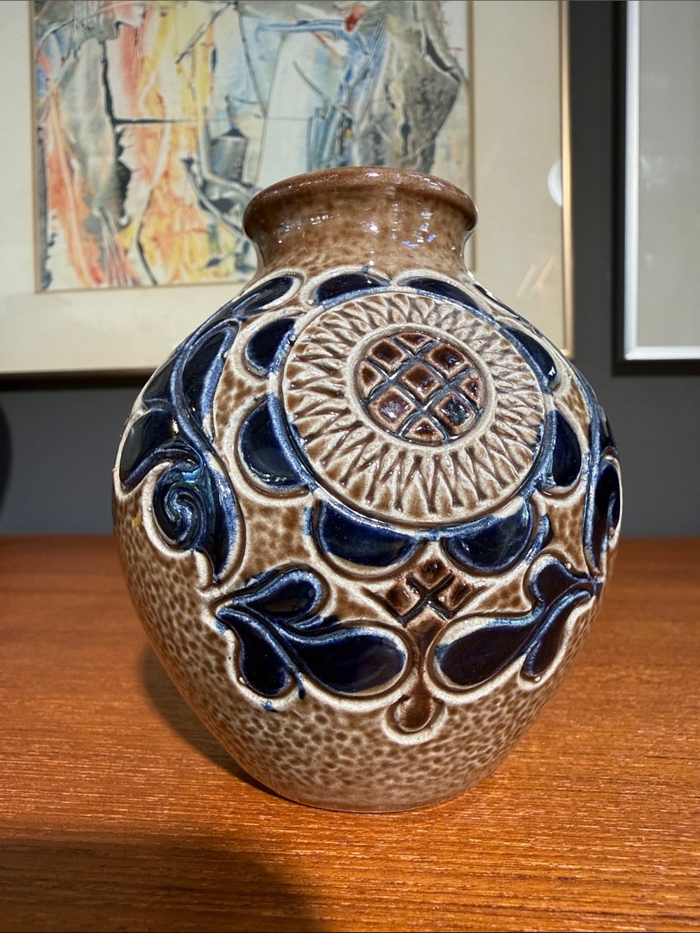 German Westerwald salt-glazed stoneware vase